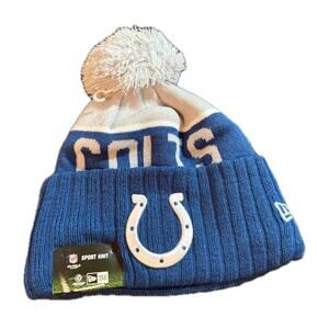 Colts Blue White Pom Beanie New Era NFL Winter OSFA Acrylic Knit Hat